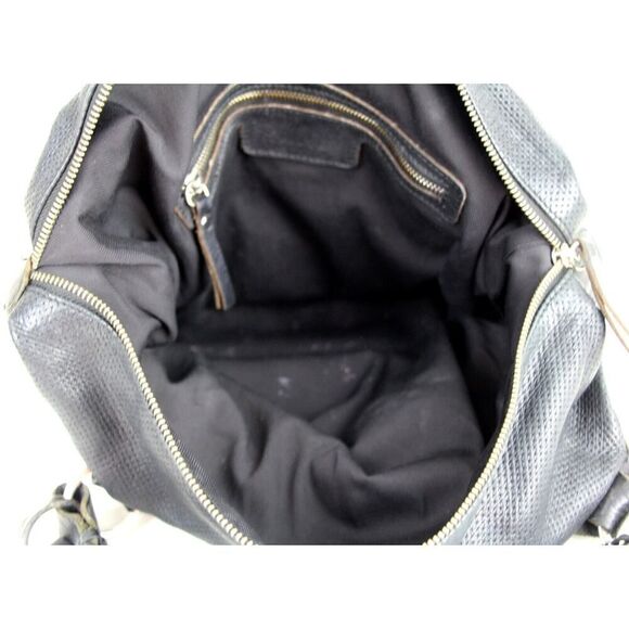 Pauric Sweeney ITALY PERFORATED BLACK GENUINE LEATHER SATCHEL HANDBAG TOTE PURSE - Picture 9 of 16